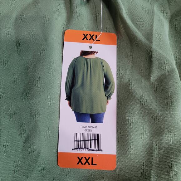 Jessica Simpson Green Ruched Shoulder Blouse  XXL - Picture 4 of 12